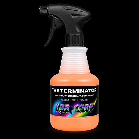 Flacon vaporisateur The Terminator, nettoyant 3 en 1 KBR CORP, parfum pêche des îles